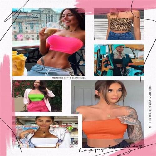 2021 Summer Womens New Sexy High Elastic Top, Bra, Open Shoulder, Open Navel, Straight Sleeve, Casual One Line Bottom Coat