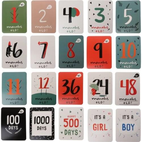 20Pcs/Set For Memory Baby Pregnant Women Monthly Photograph Sticker Fun Month 1-12 Milestone Cards D5QA