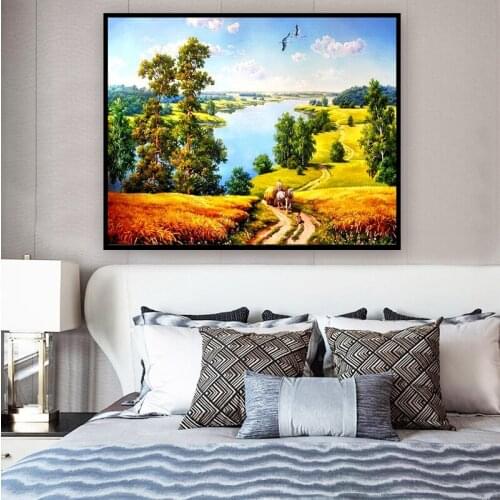 3D Diamond Embroidery Autumn scenery picture of Rhinestones Mosaic 5D DIY Diamond Painting Full square/Round Decor crafts FG1214