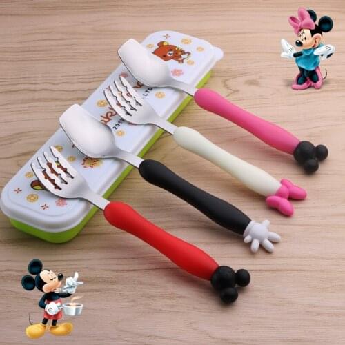 50Set 2pcs/set Stainless Steel Cartoon Ice Cream Tea Coffee Teaspoons Soup Ladle Tea Drink Children spork West Tableware