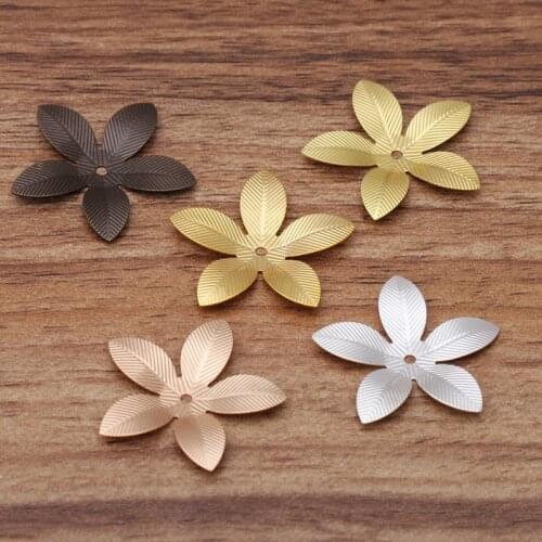 50pcs 26mm Metal Copper Flowers Base 5 Colors Filigree Wraps Connectors Charm Setting DIY Jewelry Accessories