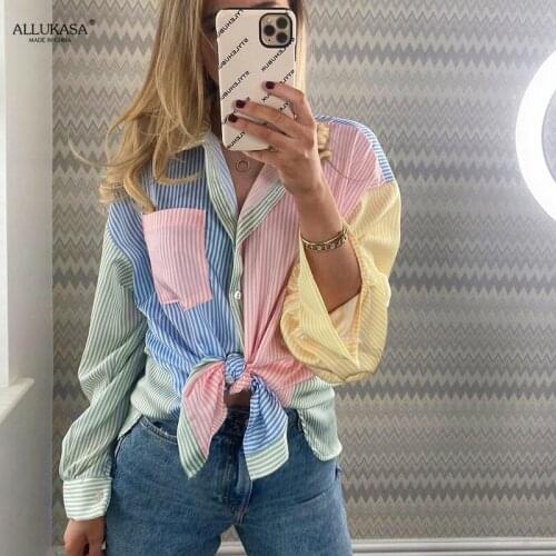 Женские рубашки в полоску Allukasa China At AliExpress
