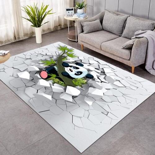 Large Carpets for Living Room Panda Print Floor Mat Area Rug 122x183cm Alfombra Non-Slip Carpet Cartoon Kids Play Mat
