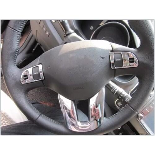 For Kia Sportage R 2011 - 2015 High Quality ABS Chrome Plated Steering Wheel Decorative Trim 3pcs Sequins