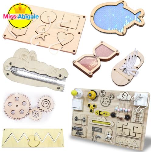 Kid Busy Board Diy Accessories Montessori Early Education Teaching Aids Zipper Shoelace Windmill Car Wooden Homemade Matching