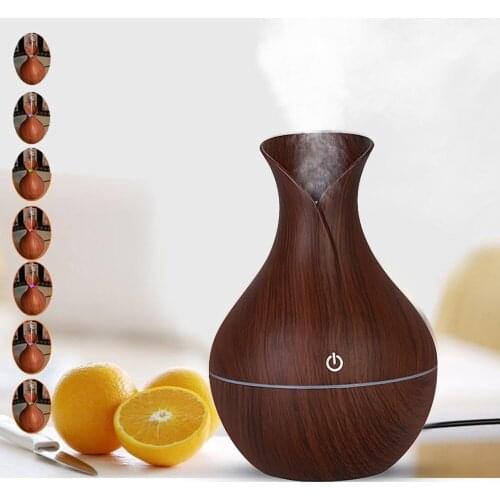 Wood Grain Essential Oil Diffuser LED Ultrasonic Air Humidifier Household Aroma Diffuser Aromatherapy Mist Maker with Light 1212