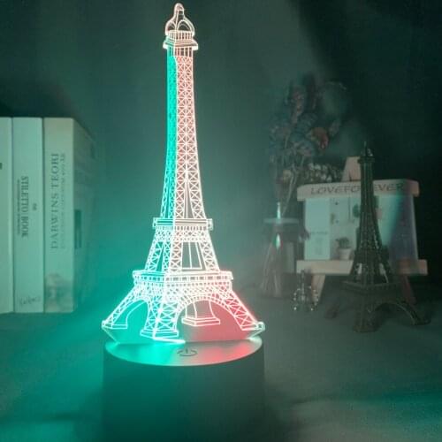Double Color Led Night Light Eiffel Tower 3d Illusion Nightlight for Girl Kids Bedroom Decor Light Cool Bedside Lamp Child Gift