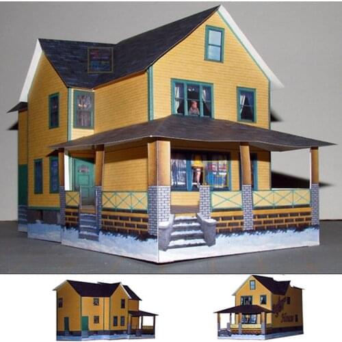 Two-storey Villa Cabin Building 3D Paper Model DIY Puzzle Parent-child Manual Class Origami Papercraft Toy