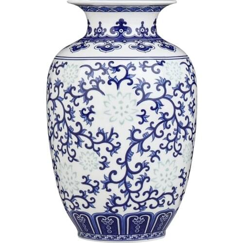 Jingdezhen Rice-pattern Porcelain Chinese Vase Antique Blue-and-white Bone China Decorated Ceramic Vase