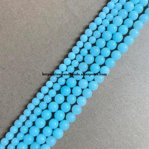 Natural Stone Glow In The Dark / Blue Luminous Jade Fluorescence Round Loose Beads 15" 6 8 10 12mm Pick Size For Jewelry Making