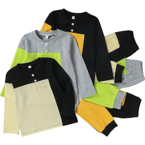 Lioraitiin 2-7Years Toddler Baby Girl 2Pcs Autumn Clothing Set Long Sleeve Patchwork Top Long Pants 3Colors