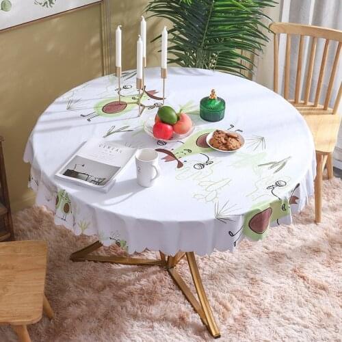 Plant Pattern Round TPU Waterproof And Oil-proof Ins Tablecloth Plastic Simple Disposable Tablecloth Coffee Table Table Mat