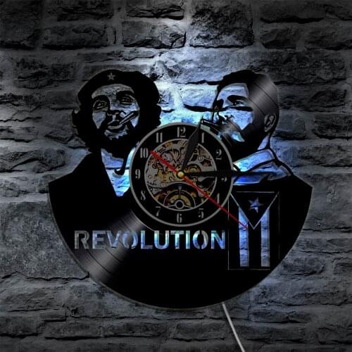 Cubans Che Guevara Fidel Castro Revolution LED Lighting Wall Clock Color Change Remote Control