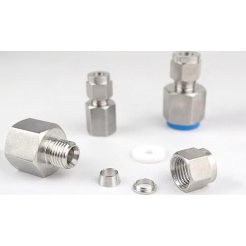 M10 14 16 20 Metric Female 6 8 10 12mm OD Double Ferrule Compression Union Connector 304 Stainless Steel Water Gas Fuel Propane