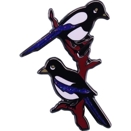 Magpies two for joy brooch bird lovers gift good luck accessory