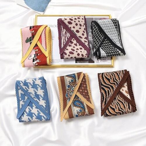 Fashion spring autumn Ripple Pleated Silk Scarf Joker Casual Decoration Art thin long Scarf