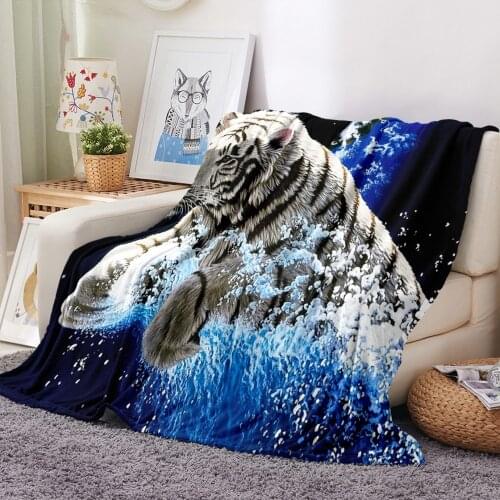 Cartoon Children Warm Bed Throw Blanket Newborn Bayby Blanket Tiger Lion Print Animals Plush Throw Blanket Sofa Flannel Blanket