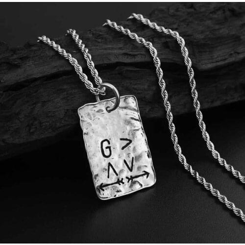 Valily Stainless Steel Necklace God Is Greater Than The Highs And Lows Arrow Pendant Necklace for Man 24" Rope Chain Necklaces