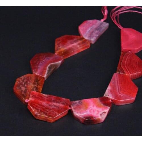 Approx 9PCS/strand Natural Red Agates Druzy Rhombus Slab Nugget Pendant Beads,Raw Stone Slice Necklace Jewelry Supplier