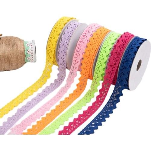 1.5CM*4 Yards Colorful Lace Flowers Hollow Trim Embroidered Handmade Lace Ribbon for Sewing Craft Wedding Decoration DIY