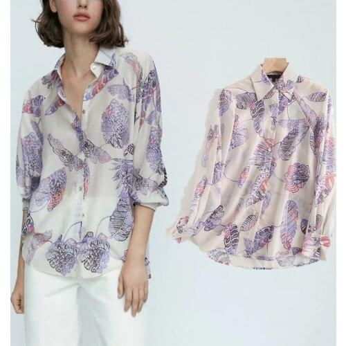 Jenny&Dave Shirt Women Blouse Autumn Blouse Women England Style Fashion Paisley Print Elegant Blusas Mujer De Moda 2021 And Tops