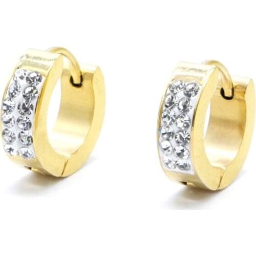 Earrings Stainless Steel Rhinestone Fashion Jewelry Ears Pierced For Men Women