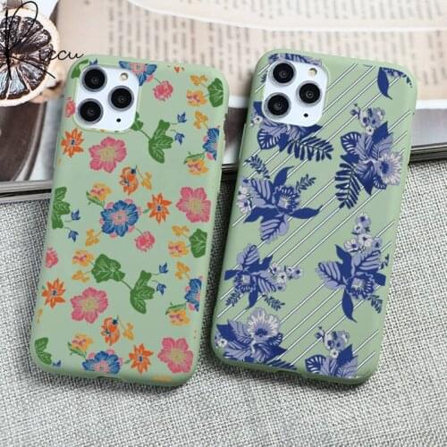 Etros fashion flower fish parrot Phone Case for iPhone 12 mini 11 Pro Max X XR XS 8 7 6s Plus Candy green Silicone Cases