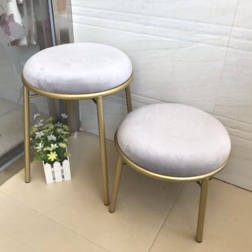Modern Simple Furniture Iron Art Light Luxury Golden Girl Makeup Stool табурет кухонны Web Celebrity Bedroom Children Low Stools