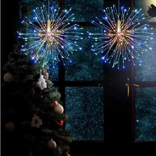 LED Firework Light 120/150/180 LEDs Hanging Starburst String Fairy Light Outdoor Waterproof Garden Street Christmas Decoration