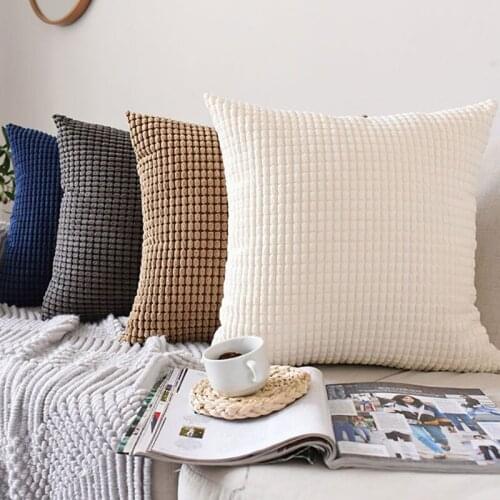 Pack of 2 Lumbar Throw Pillow Covers Soft Corduroy Solid Cushion Case Brown Pillow Cases for Couch Sofa Bedroom Car 12 x 20Inch
