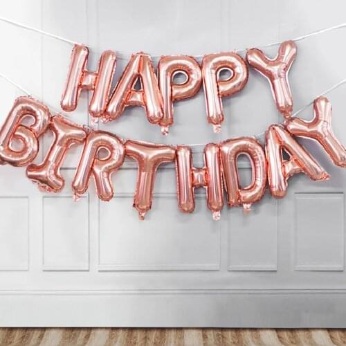16inch Letter Globos Happy Birthday Balloon Decorations Rose Gold 1st Birthday Foil Ballons Baby Shower Set Party Kids Supplies