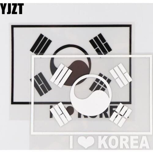 YJZT 14.7×11.3CM I LOVE KOREA Car Sticker Vinyl Decal Cartoon Accessories Flag Black/Silver 4C-0354