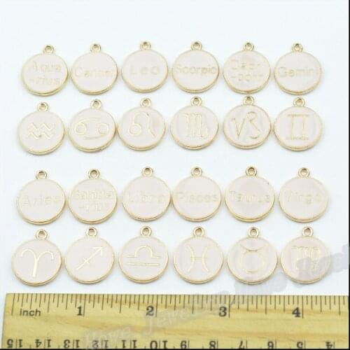 Wholesale 36 pcs Enamel Alloy Gold-color Jewelry Zodiac Pendants charms for bracelet necklace DIY jewelry making JC-406