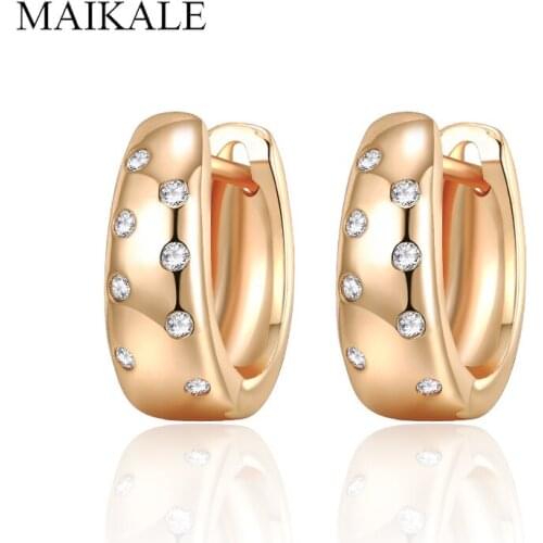 MAIKALE Simple U Shape Stud Earrings Paved Cubic Zirconia Gold Silver Color Copper Small Earings Korean Earrings for Women Gifts