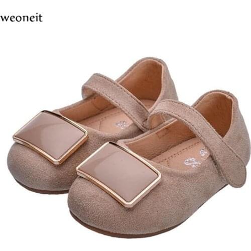 Weoneit 0-2Y Toddler Girls Shoes Black Suede Big Square Princess Shoes Pink Baby Girls Dance Shoes Apricot Infant Shoes