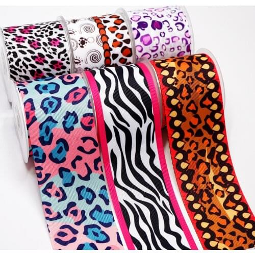 10 Yards Leopard Printed Grosgrain Ribbon For Hair Bows DIY Crafts Handmade Accessories 6206