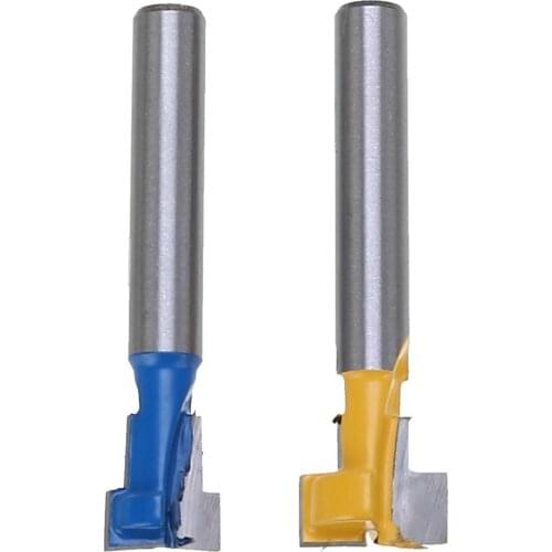 2PCS 1/4" Shank Keyhole T-Slot 1/4" Cutter Bit Woodworking Cutter Router Bit 3/8" & 1/2" Yellow For Slotte Wood Screw Holes