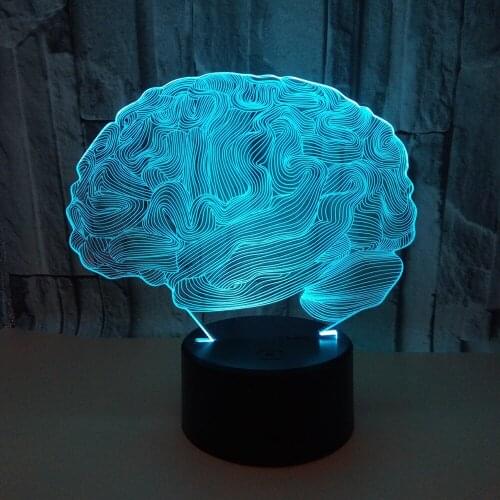 3D Illusion Lamp Brain Shape Color Changing Touch Switch LED Night Light Acrylic Desk Atmosphere Lamp Novelty Lighting