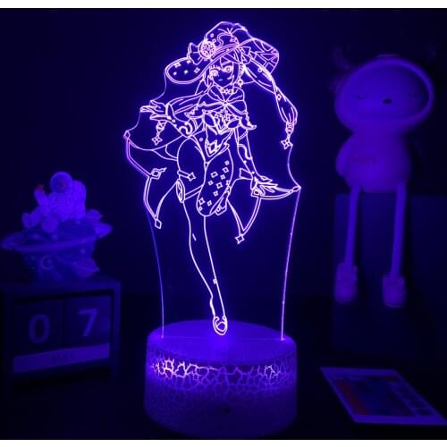 Genshin Impact 3D LED Nightlight Color Changing Usb Battery Powered Usb Lamp Ganyu Mona Game Figure For Room Decor Unique Gift