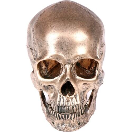Bronze Resin Skull Model Painting Medical Model Sculpture Statue Crafts Halloween Home Decoration