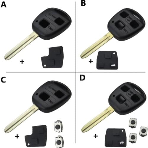 OkeyTech Remote Car Key Shell Case 2/3 BTN For Toyota Yaris Prado Tarago Camry Corolla TOY43 Blade +Rubber Button Pad +Switches