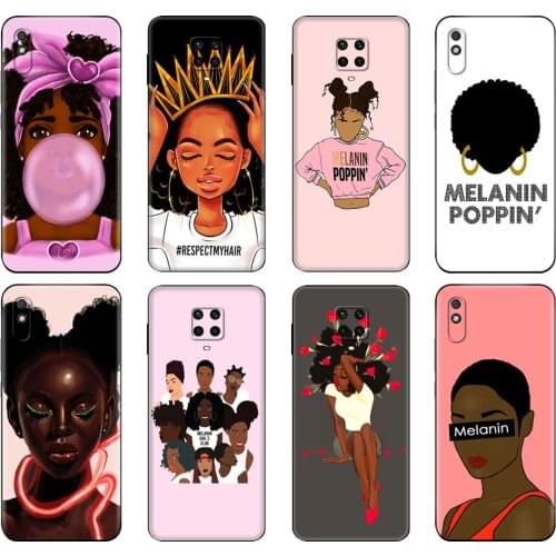 Black tpu Case For Xiaomi Redmi 7A 8 8A 9 9A 9C Case Redmi Note 8T 8 Pro T Note 9 9S 9 Pro Case 2bunz Melanin Poppin Aba
