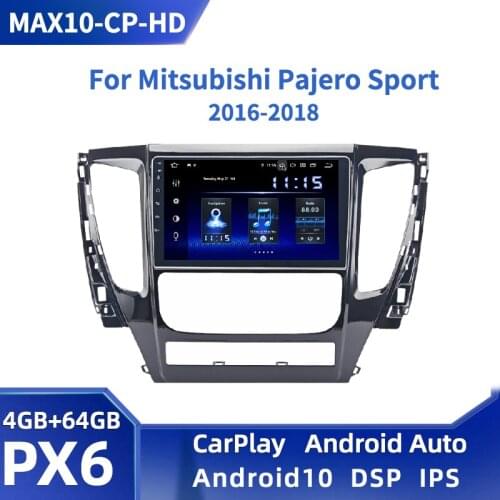 Android 10.0 Radio for Mitsubishi Pajero Sport 2016 2017 2018 Car Head Unit 9" HD Screen GPS Navi DSP CarPlay 4GB+64GB Bluetooth
