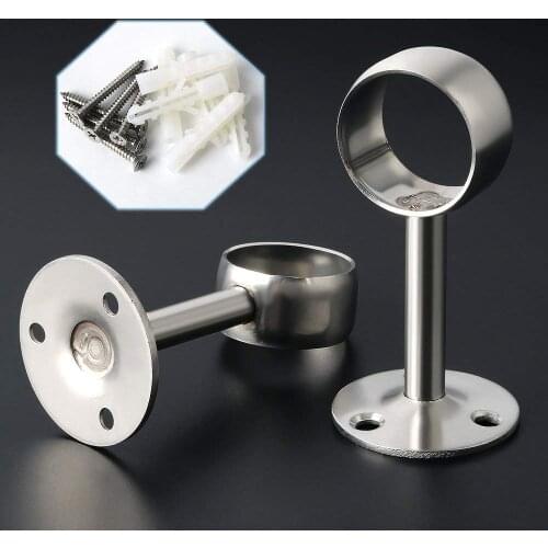 Flange bracket shower curtain rod fixing seat tube bracket stainless steel closet rod flange round tube bracket
