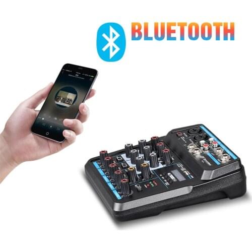 FMUSER M-04 48V Digital USB 4 Channels Bluetooth Audio Mixer for Radio Studio Station Good Sound Qualty