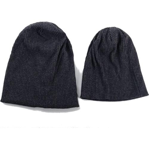 Geebro Adult Cotton Ribbed Knitted Hat Plain Color Beanie Caps Kids Child Baggy Skullies&Beanies Unisex Warm Thicken Bonnets