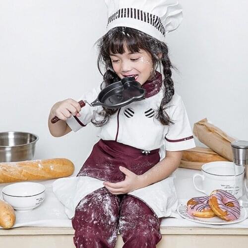 Halloween Children Cosplay Restaurant Clothing Set Performance Kids Chef Hat Cook Coat Waitress Kitchen Uniform Catering Costume