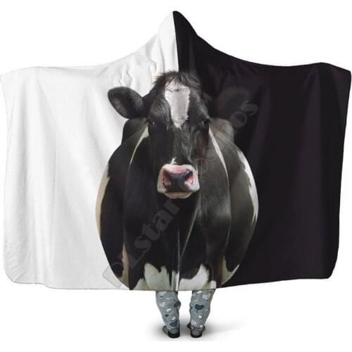 Beautiful Cow Farmer Breathable Hooded Blanket 3D Printed Wearable Blanket Adults kids Blanket blanket throw blanket