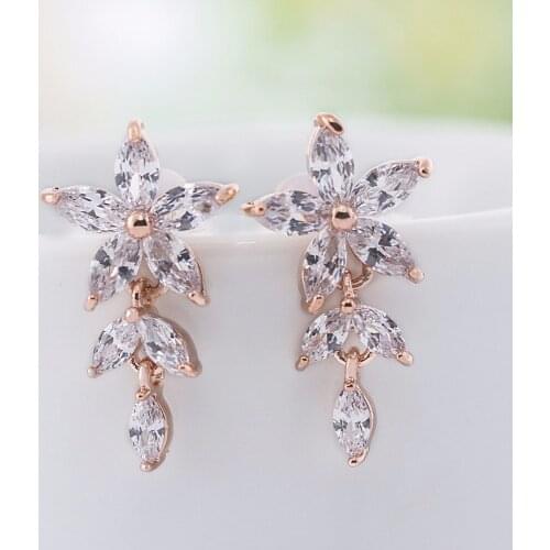 SLBRIDAL Fashion Jewelry Bijoux Anti-allergic Simulated Pearls Hook Earrings Charm Drop Earrings Women Rose Gold Dangle Earrings