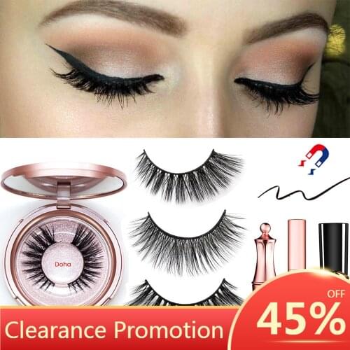 Magnetic Eyeliner Eyelashes Set Natural Thick Handmade No Glue Prevent Allergy Magnetic Fake Eyelashes With Eyelashes Applicator